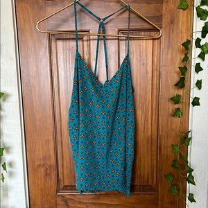 HOLLISTER Y2K Vintage Boho Floral Print Strappy Racerback Top | S